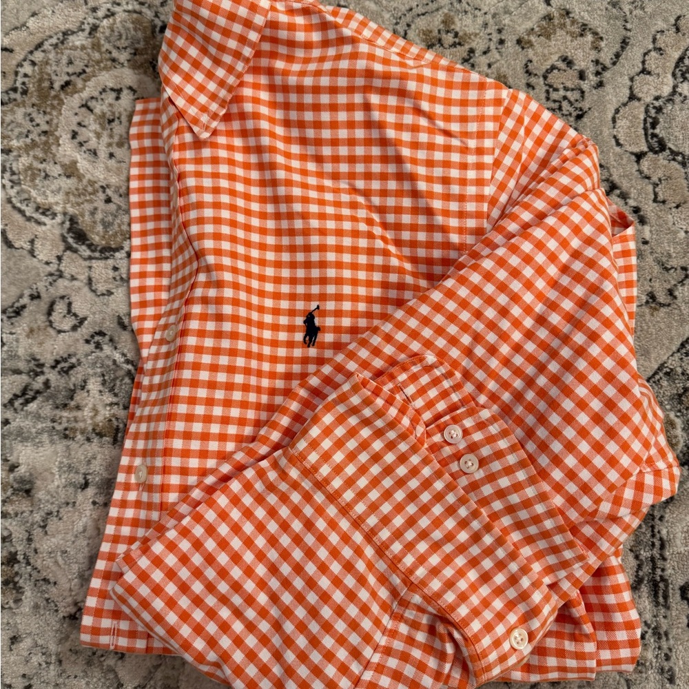 Polo by Ralph Lauren Men's Orange Checkered Shirt